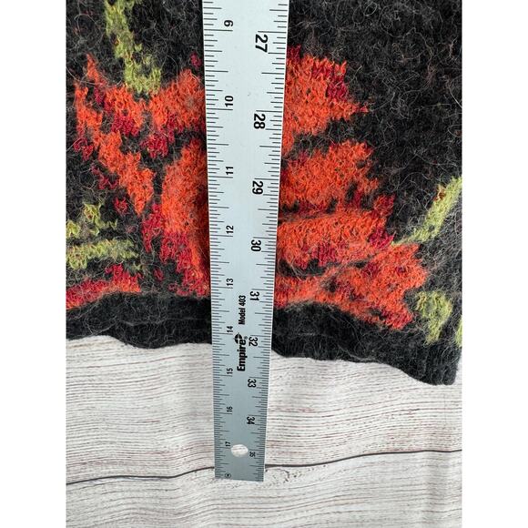 Free People Floral Knit Cardigan Sweater Womens Small Black Red Wool Blend - Picture 12 of 12